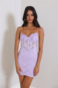Lacey Looks Mini Dress Lilac sold by Hello Molly