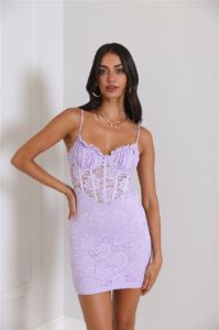 Lacey Looks Mini Dress Lilac sold by Hello Molly