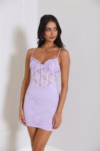 Lacey Looks Mini Dress Lilac sold by Hello Molly