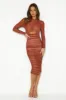 True Joy Mesh Midi Dress Brown sold by Hello Molly