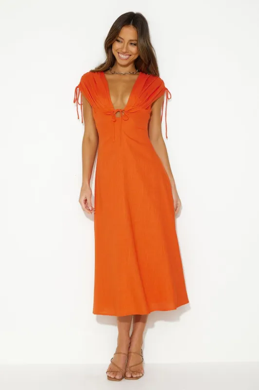 Dreamy Brunch Midi Dress Tangerine sold by Hello Molly