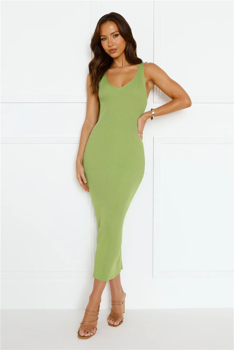 Rotation Ribbed Midi Dress Green sold by Hello Molly