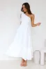 Calm Silence One Shoulder Maxi Dress White sold by Hello Molly