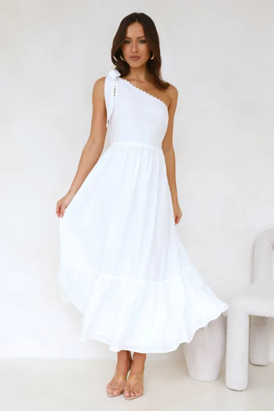 Calm Silence One Shoulder Maxi Dress White sold by Hello Molly