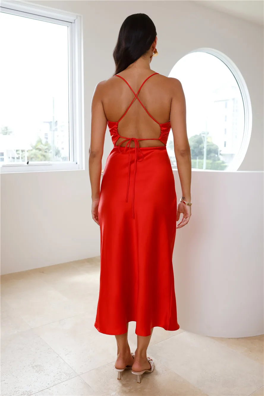 Paid To Attend Satin Maxi Dress Red sold by Hello Molly product image thumbnail 4