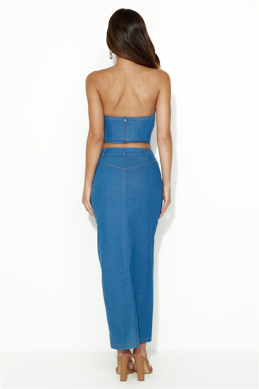 Always The Trendsetter Denim Maxi Skirt Blue sold by Hello Molly product image thumbnail 4