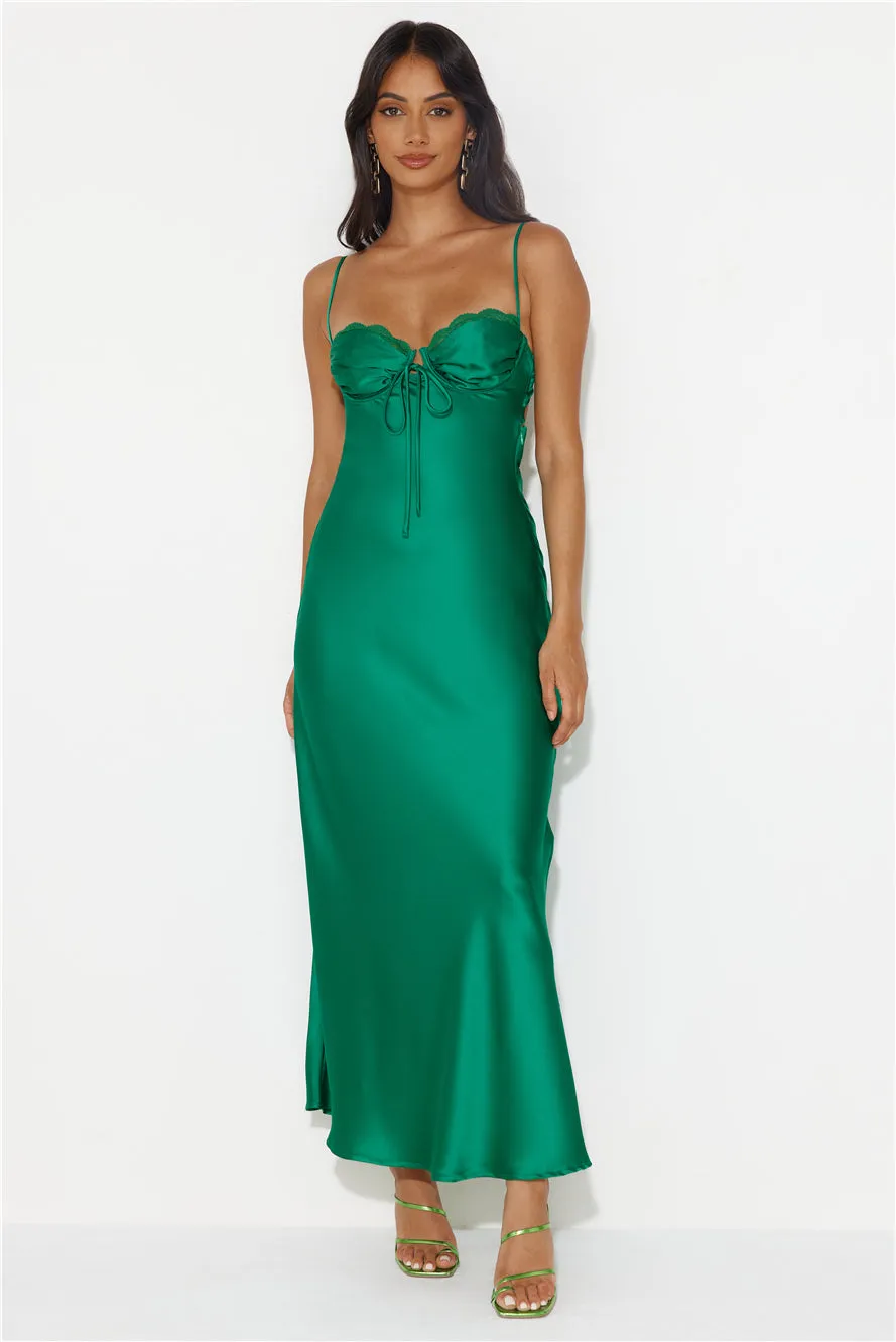 Winery Wedding Satin Maxi Dress Green sold by Hello Molly product image thumbnail 3