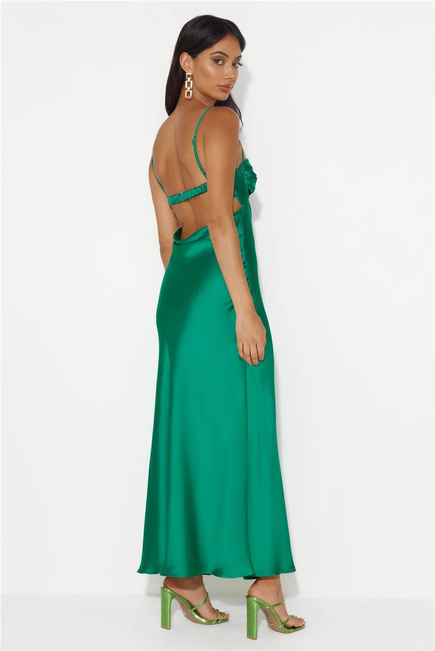 Winery Wedding Satin Maxi Dress Green sold by Hello Molly product image thumbnail 4
