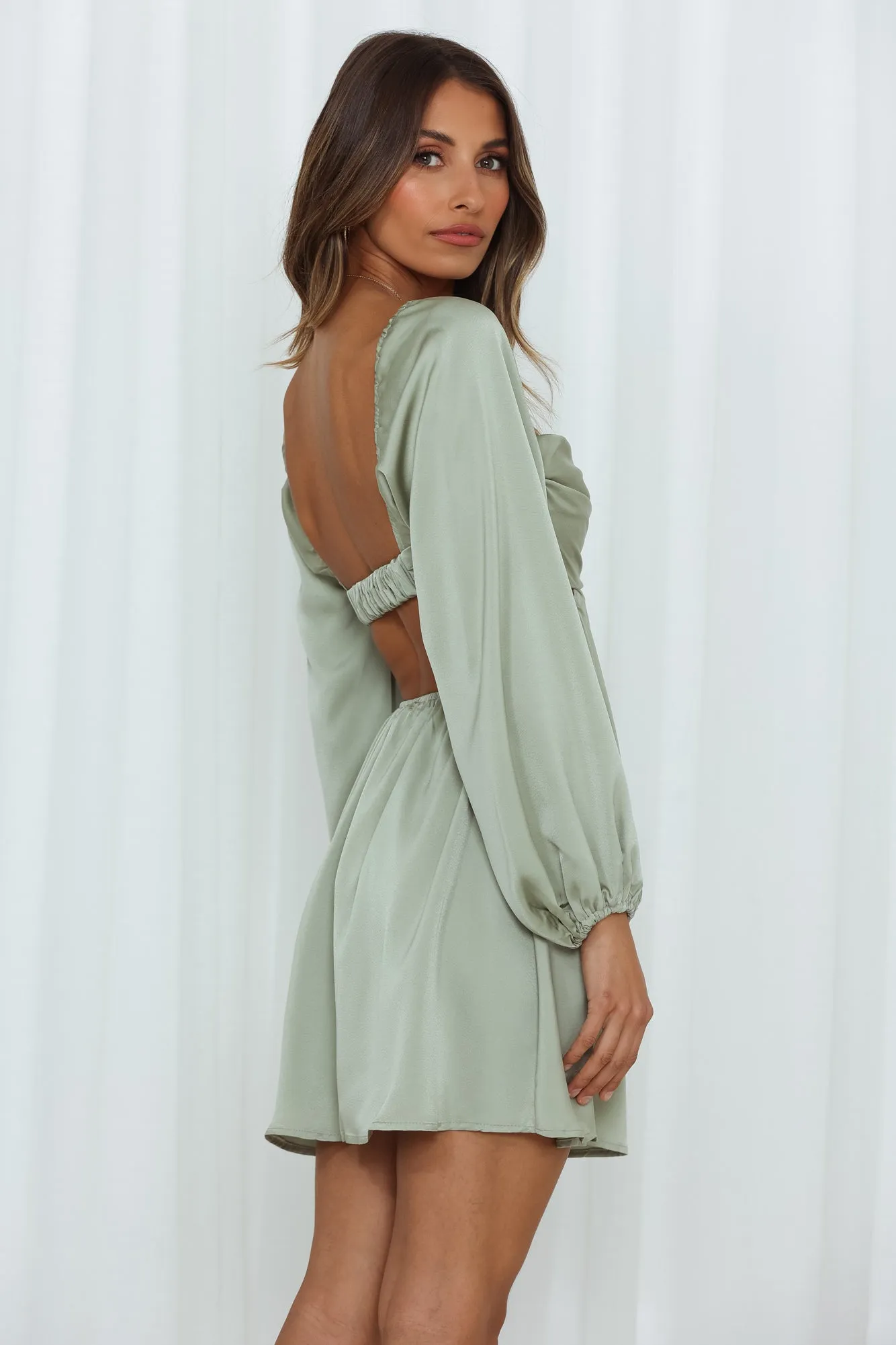 Done With You Satin Dress Green sold by Hello Molly product image thumbnail 4