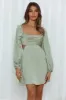 Done With You Satin Dress Green sold by Hello Molly