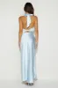 Light Minds Satin Midi Dress Light Blue sold by Hello Molly