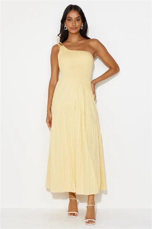 Shining Happiness One Shoulder Maxi Dress Yellow sold by Hello Molly