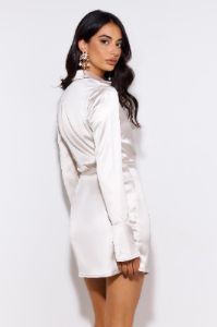 Love To Dance Satin Mini Dress Champagne sold by Hello Molly