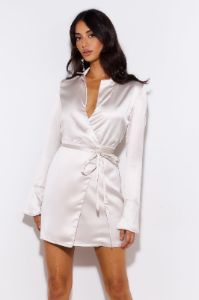 Love To Dance Satin Mini Dress Champagne sold by Hello Molly
