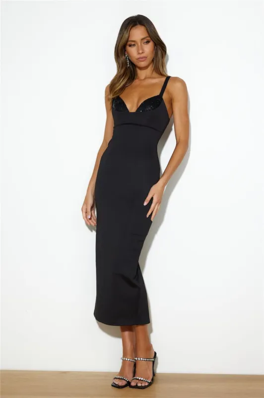 Iconic Fit Midi Dress Black sold by Hello Molly