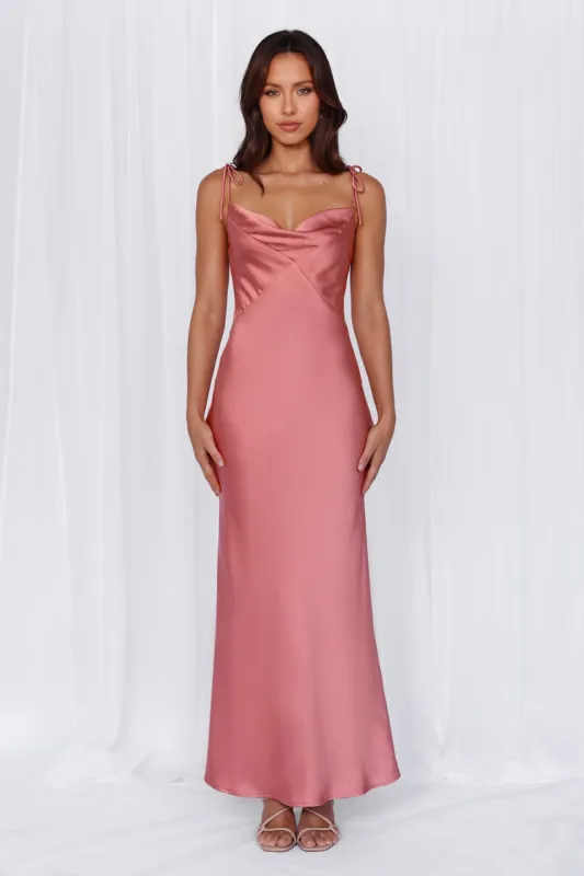 HELLO MOLLY The Penelope Cowl Satin Maxi Dress Rose sold by Hello Molly