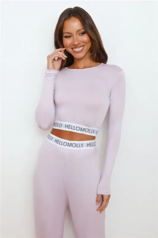 HELLO MOLLY Sweet Dreams Pyjama Long Sleeve Crop Top Lilac sold by Hello Molly