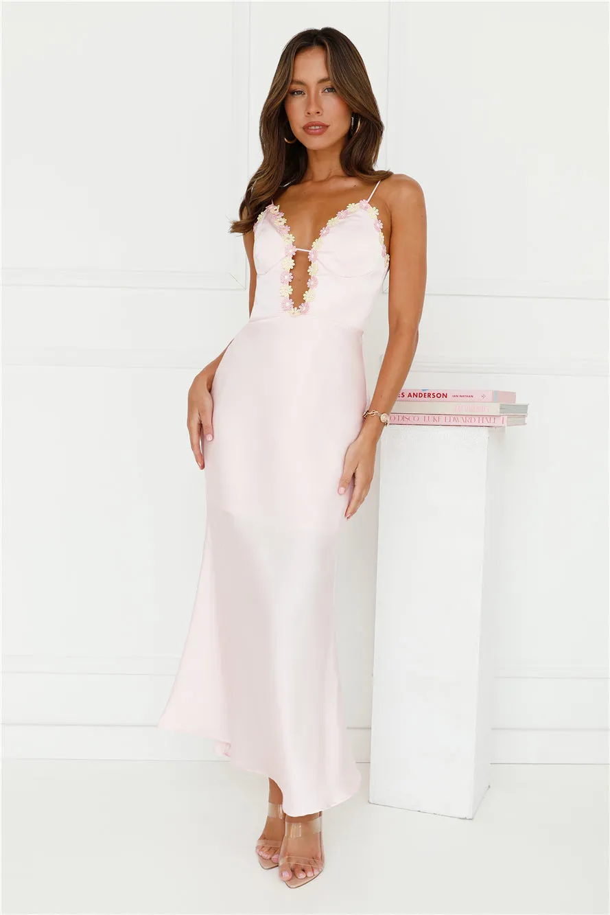 Daisy Friendship Satin Maxi Dress Pink sold by Hello Molly