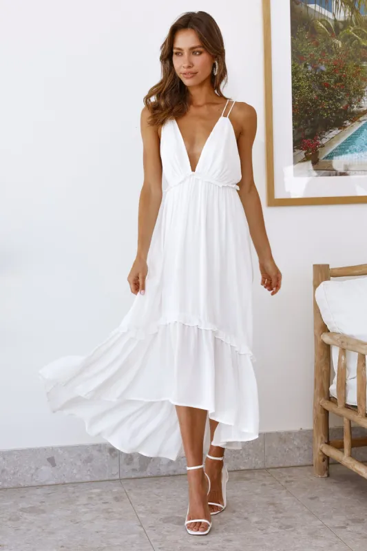 Falling Blossoms Midi Dress White sold by Hello Molly