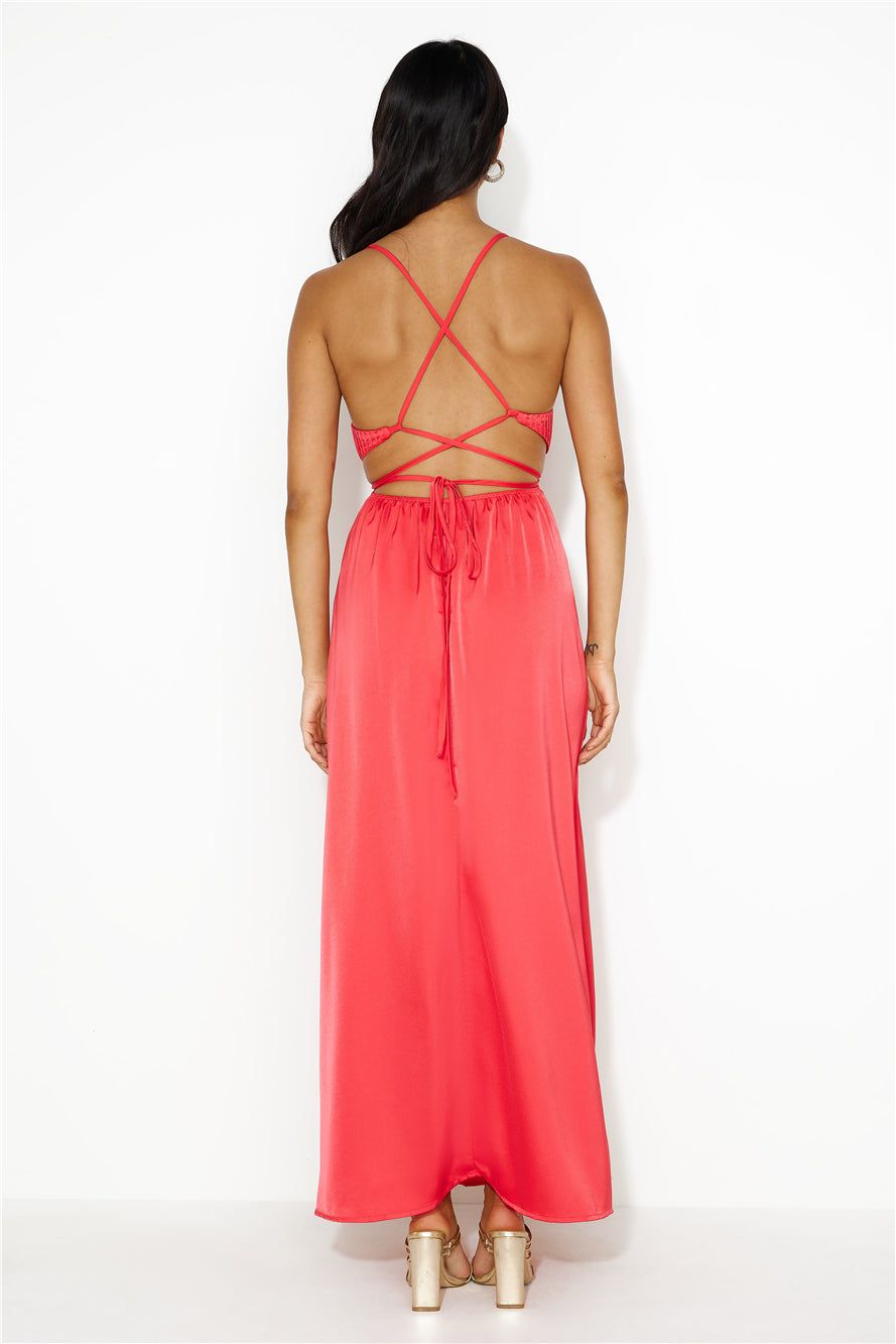 Capture Attention Satin Maxi Dress Red sold by Hello Molly product image thumbnail 5