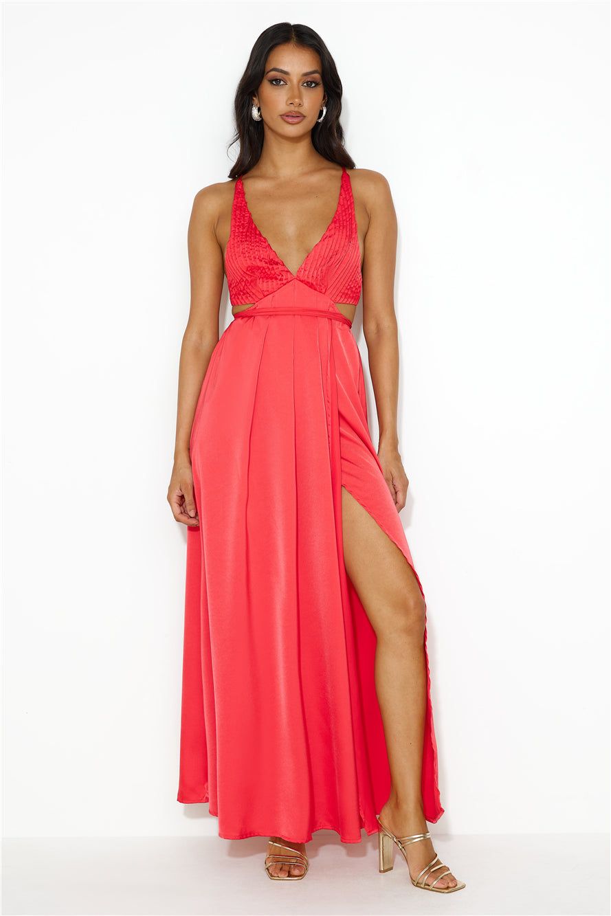Capture Attention Satin Maxi Dress Red sold by Hello Molly product image thumbnail 3