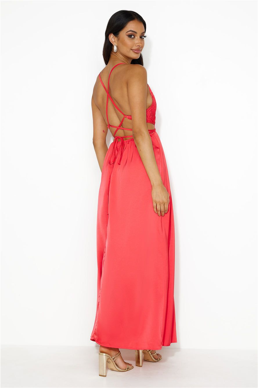 Capture Attention Satin Maxi Dress Red sold by Hello Molly product image thumbnail 4