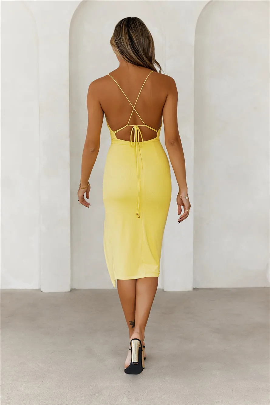 HELLO MOLLY Her Glow Up Midi Dress Yellow sold by Hello Molly product image thumbnail 5