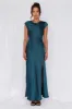 HELLO MOLLY The Valentina Cap Sleeve Satin Maxi Dress Teal sold by Hello Molly
