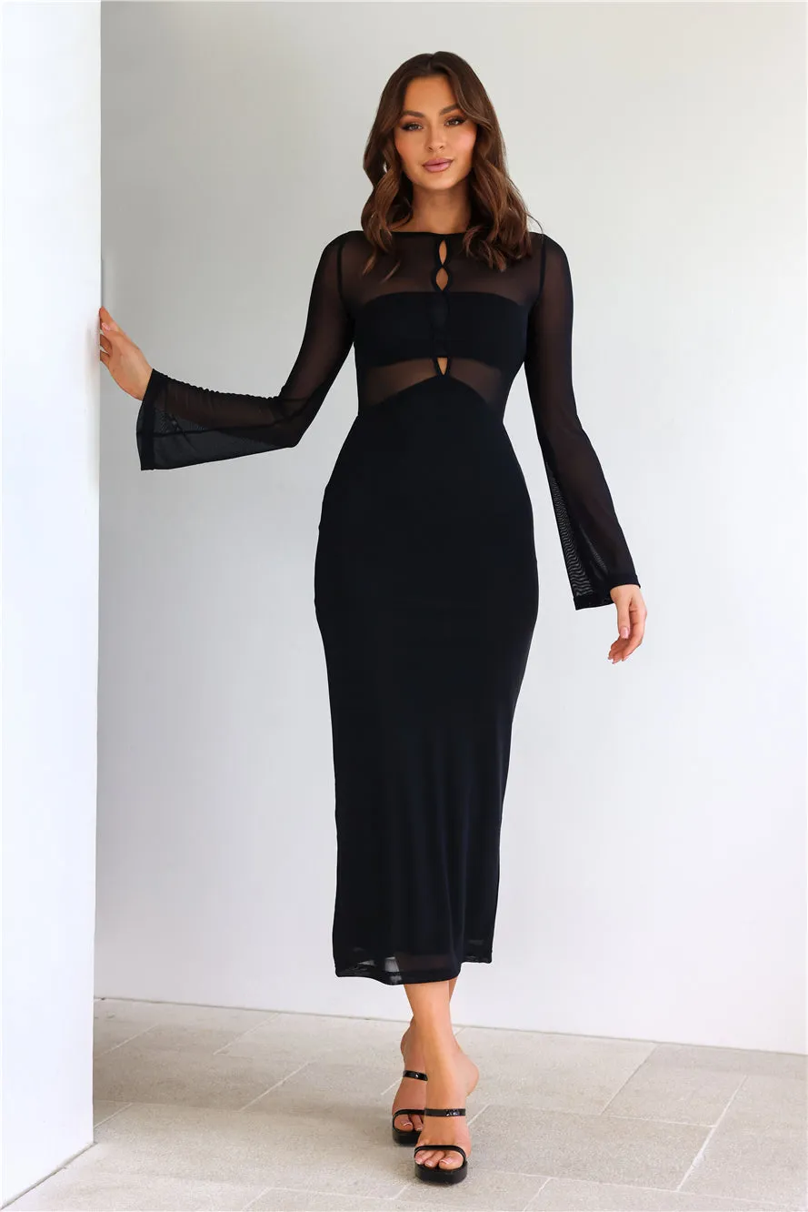 Girl Muse Long Sleeve Mesh Midi Dress Black sold by Hello Molly product image thumbnail 2