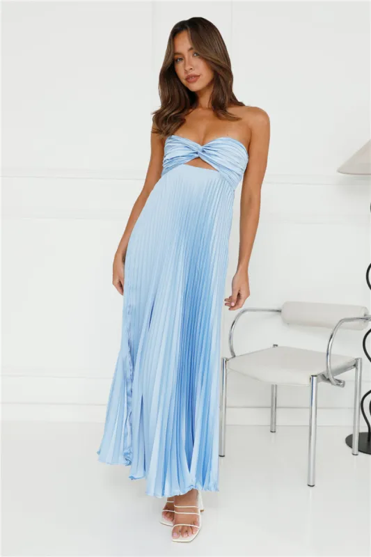 Clouds Of Love Strapless Pleated Maxi Dress Blue sold by Hello Molly