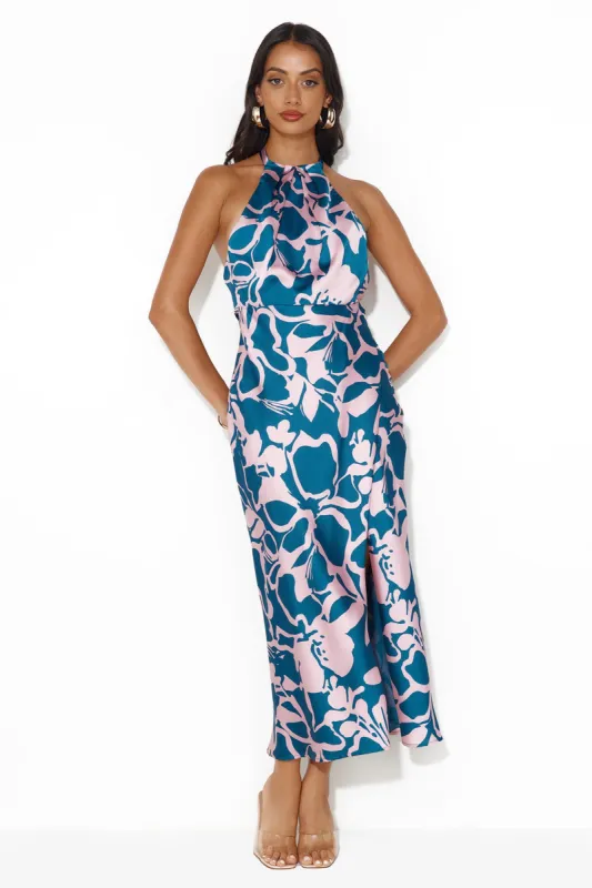 Get On This Level Halter Maxi Dress Blue sold by Hello Molly
