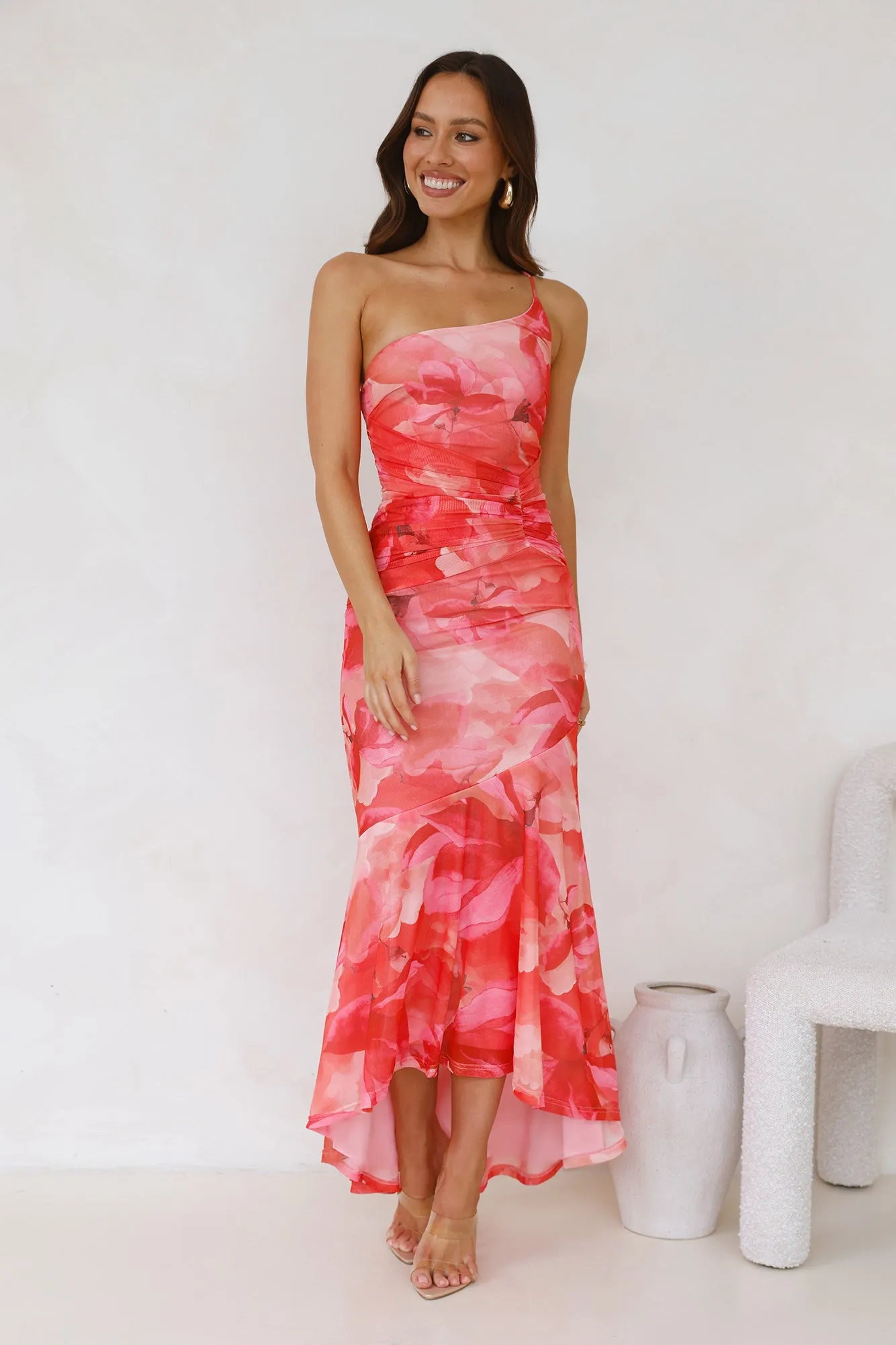 Totally Fabulous One Shoulder Mesh Maxi Dress Print sold by Hello Molly product image thumbnail 2