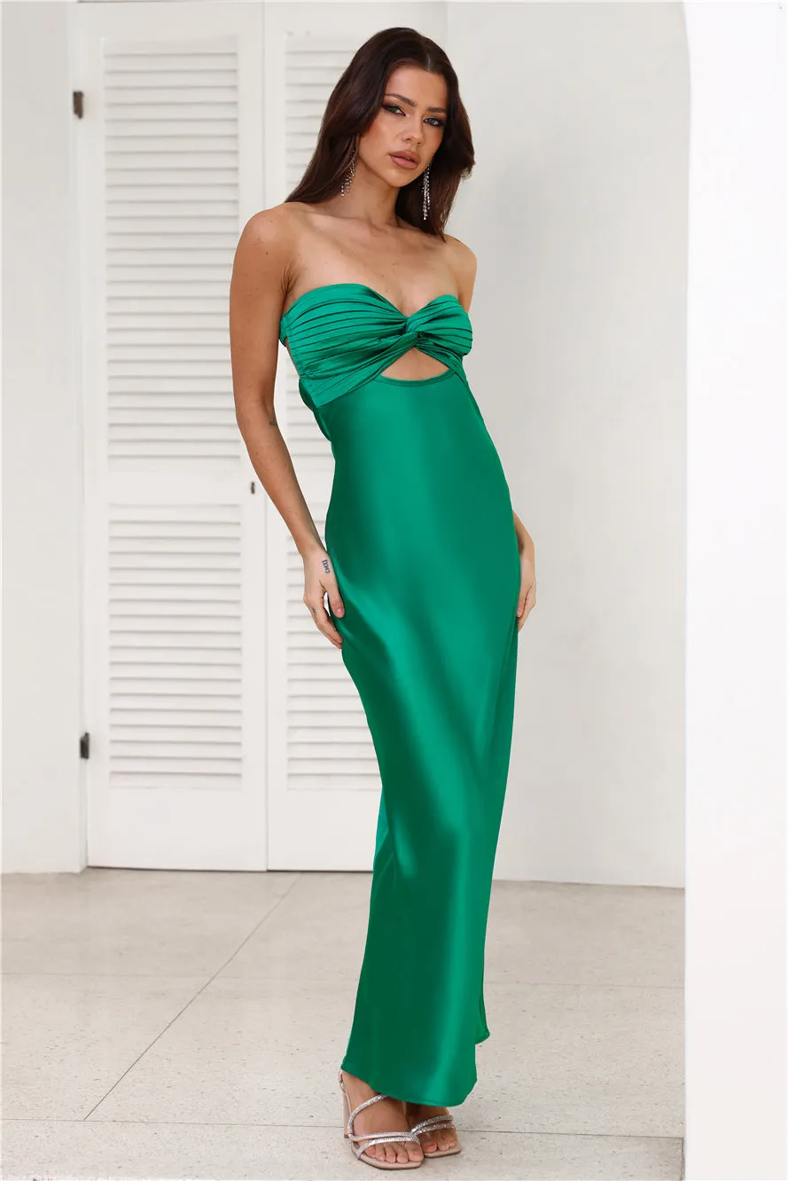 Curious Heart Satin Maxi Dress Forest Green sold by Hello Molly product image thumbnail 2
