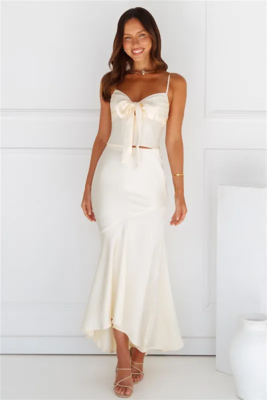 Lit From Within Satin Maxi Skirt Butter sold by Hello Molly