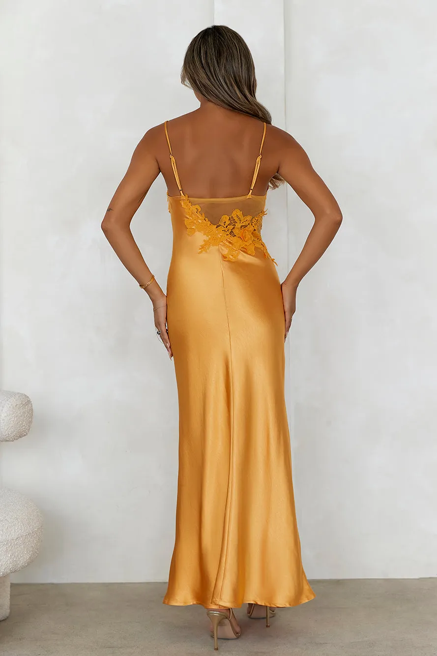 Goddess Of Dawn Satin Maxi Dress Orange sold by Hello Molly product image thumbnail 5