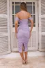 Perfect Shape Off Shoulder Mesh Midi Dress Lilac sold by Hello Molly