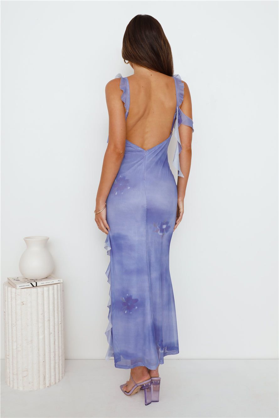 Exquisite Details Mesh Frill Maxi Dress Lilac sold by Hello Molly product image thumbnail 5
