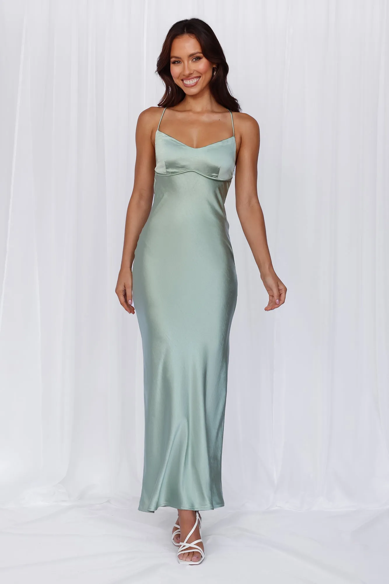 HELLO MOLLY The Samara Satin Maxi Dress Sage sold by Hello Molly product image thumbnail 2