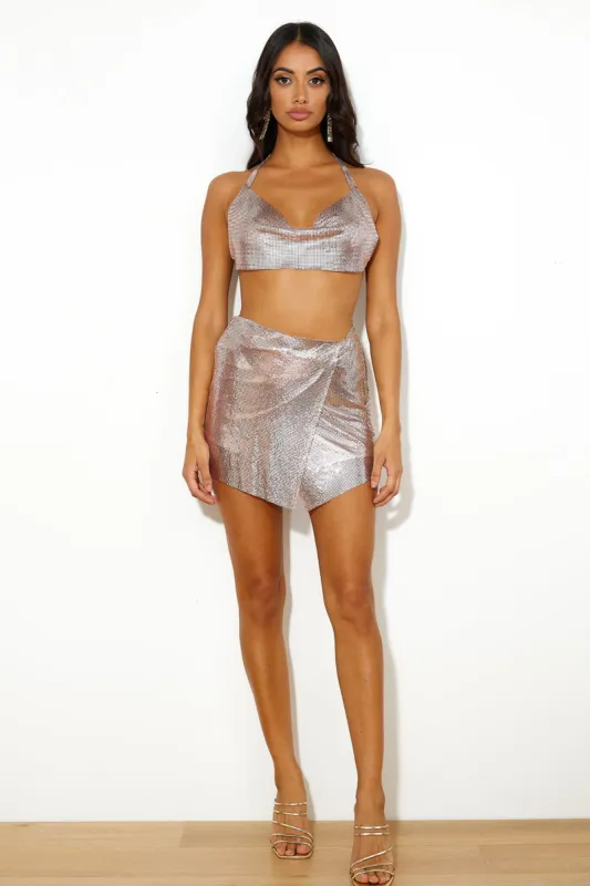 HELLO MOLLY Forever Glow Cowl Crop Top Pink sold by Hello Molly