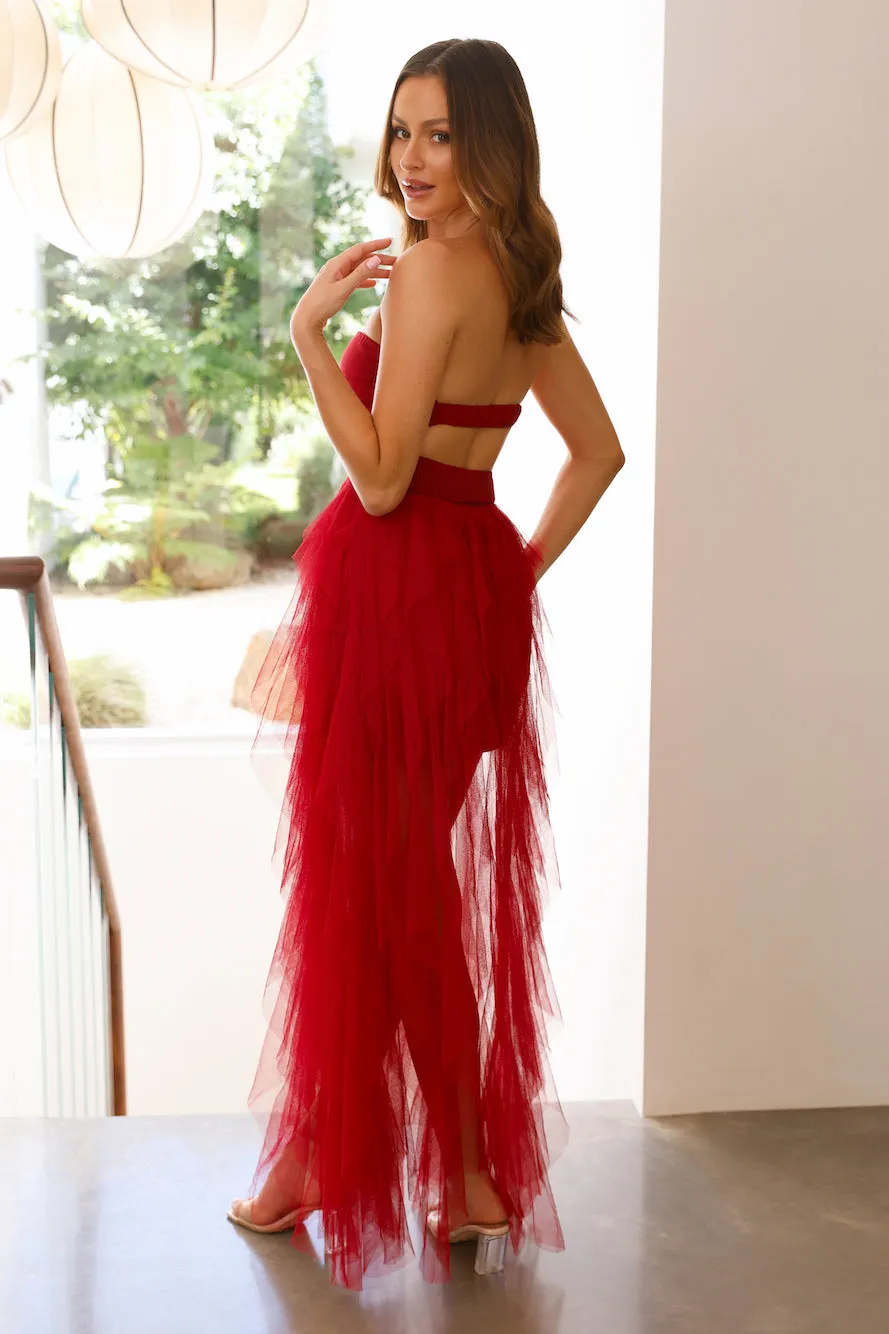 Style Sense Strapless Tulle Maxi Dress Cherry sold by Hello Molly product image thumbnail 3