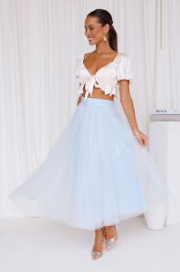 Keeping It Smart Midi Skirt Blue sold by Hello Molly
