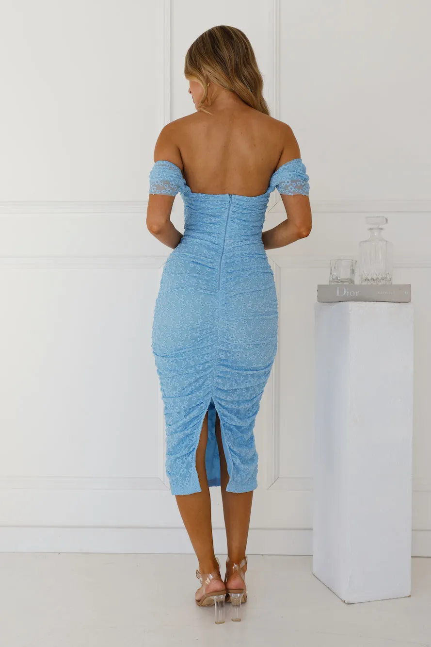 Wonder Beauty Off Shoulder Mesh Midi Dress Blue sold by Hello Molly product image thumbnail 4