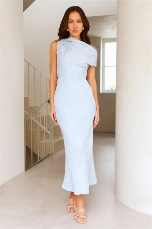 Madeleine Off Shoulder Maxi Dress Blue sold by Hello Molly