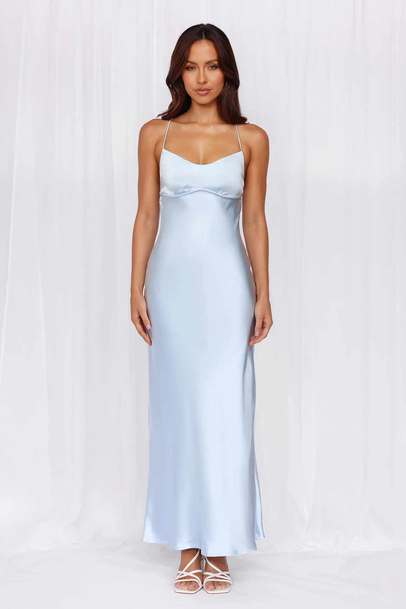 HELLO MOLLY The Samara Satin Maxi Dress Blue sold by Hello Molly product image thumbnail 3