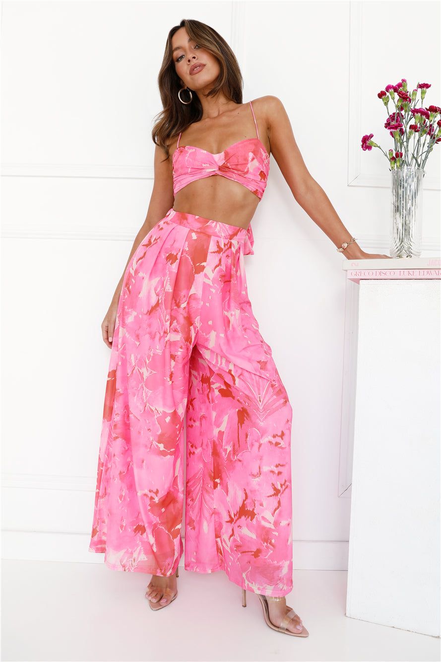 Forest Of Sun Mesh Wide Legs Pants Pink sold by Hello Molly product image thumbnail 2