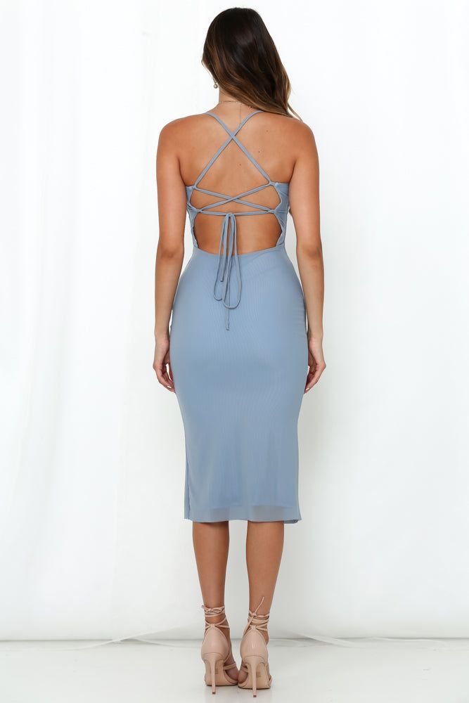 Inhaling Confidence Midi Dress Blue sold by Hello Molly product image thumbnail 5