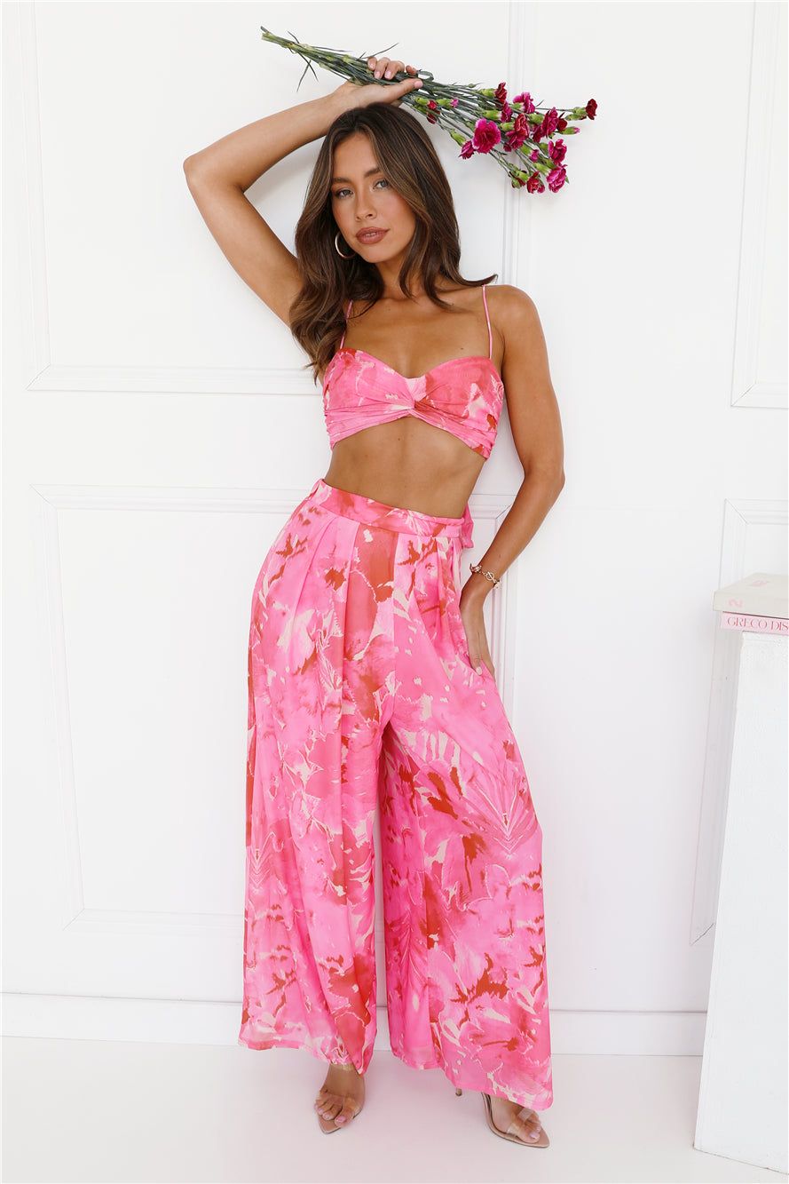 Forest Of Sun Mesh Wide Legs Pants Pink sold by Hello Molly product image thumbnail 4