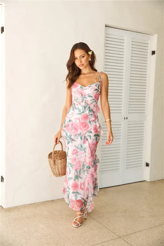Sun Rises With Her Maxi Dress Pink sold by Hello Molly