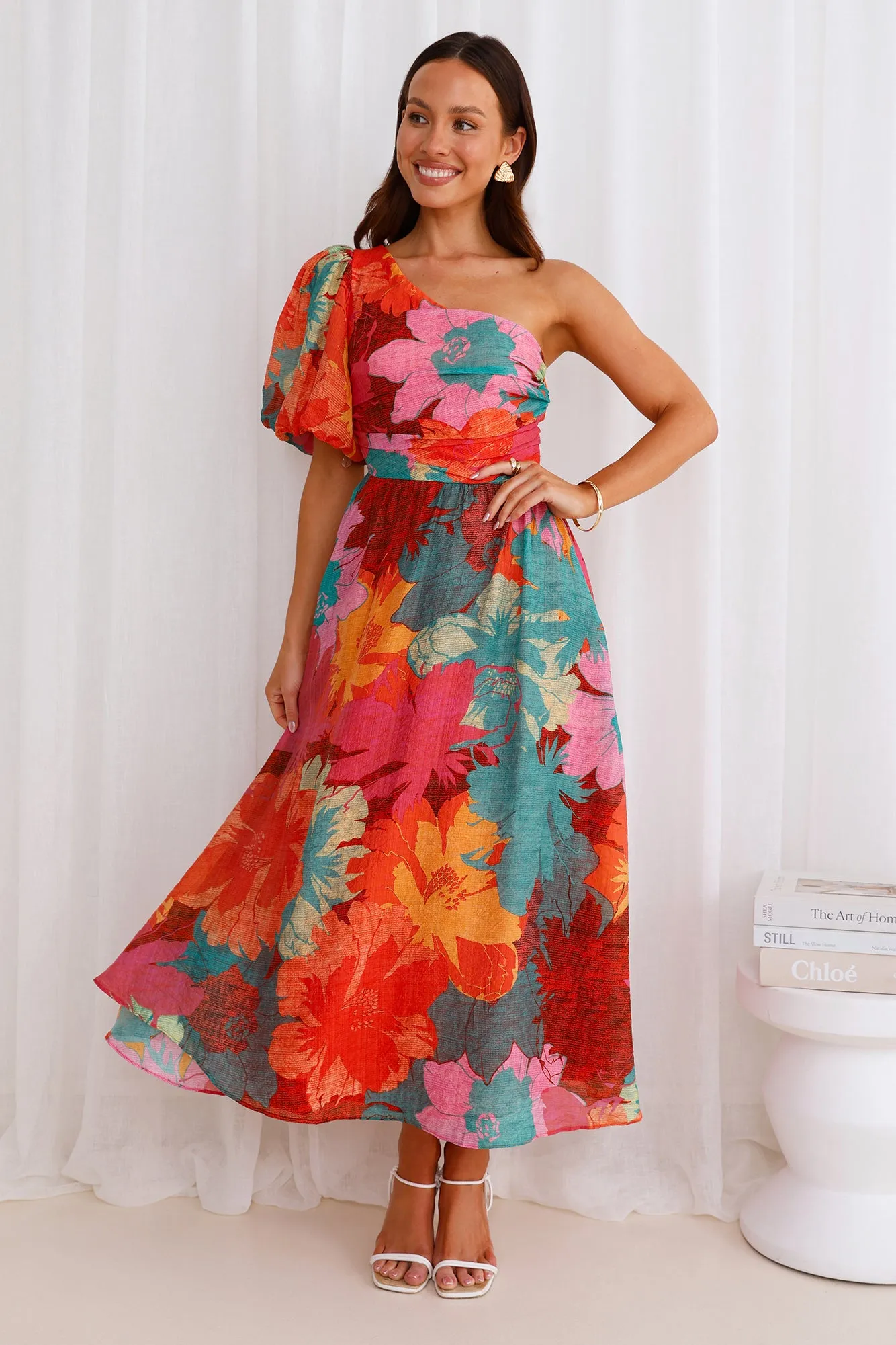 Palette Of Color One Shoulder Midi Dress Print sold by Hello Molly product image thumbnail 3