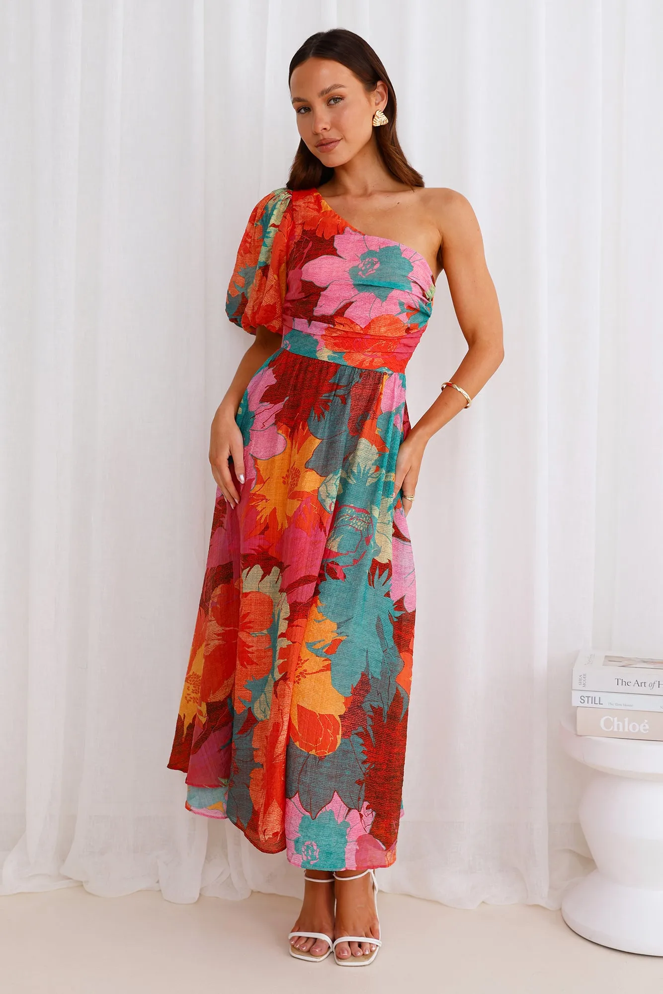 Palette Of Color One Shoulder Midi Dress Print sold by Hello Molly product image thumbnail 2